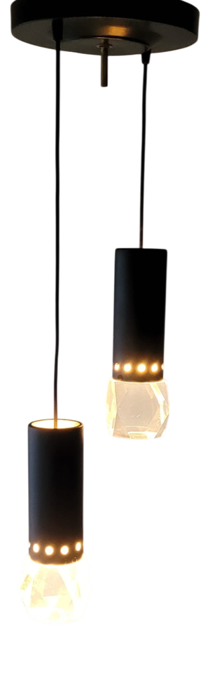 Pendant Lamp in Glass and Metal with Faceted Diffuser from Stilnovo, Italy, 1960s