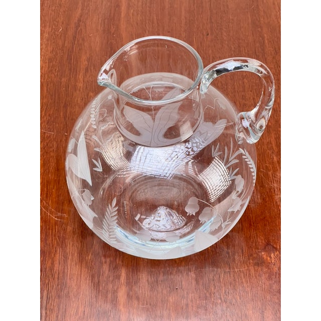 Vintage Tiffany & Co. Etched Crystal Pitcher Featuring a Lily of the Valley Floral Motif For Sale In Boston - Image 6 of 9
