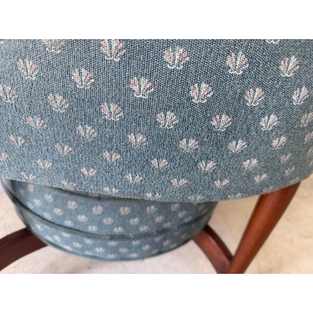 1960s Mid-Century Modern Floating Barrel Lounge Chair in Teal Upholstery With Walnut Frame & Brass Sabots For Sale - Image 11 of 12