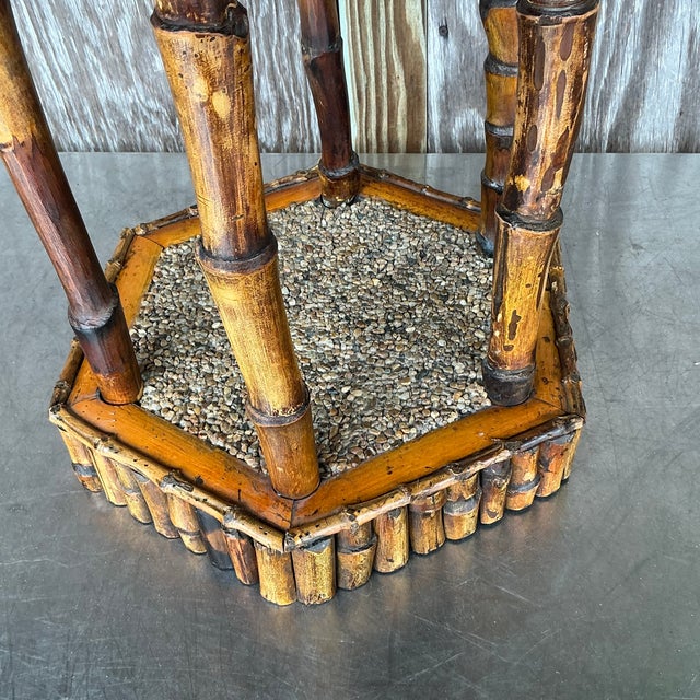 Vintage Coastal Rattan Pagoda Pedestal For Sale - Image 11 of 11