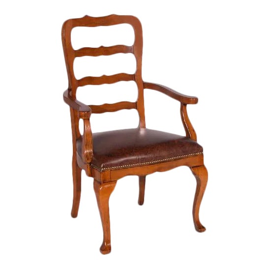 Ladder Back Arm Chair in a Cappuccino Finish For Sale