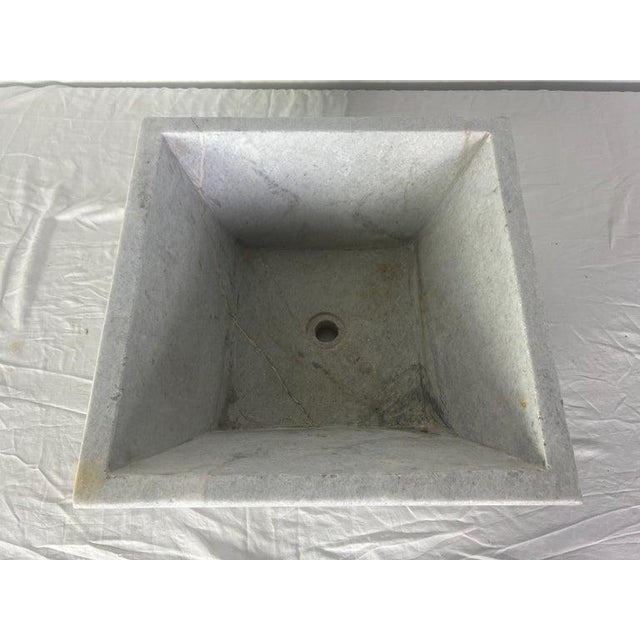 Mid 20th Century Italian Marble Sink in Square Organic Modern Style For Sale - Image 4 of 13