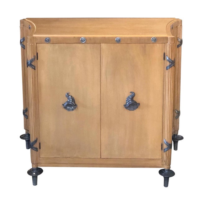 1940s French Sycamore 2-Door Cabinet With Pewter Mounts For Sale - Image 13 of 13