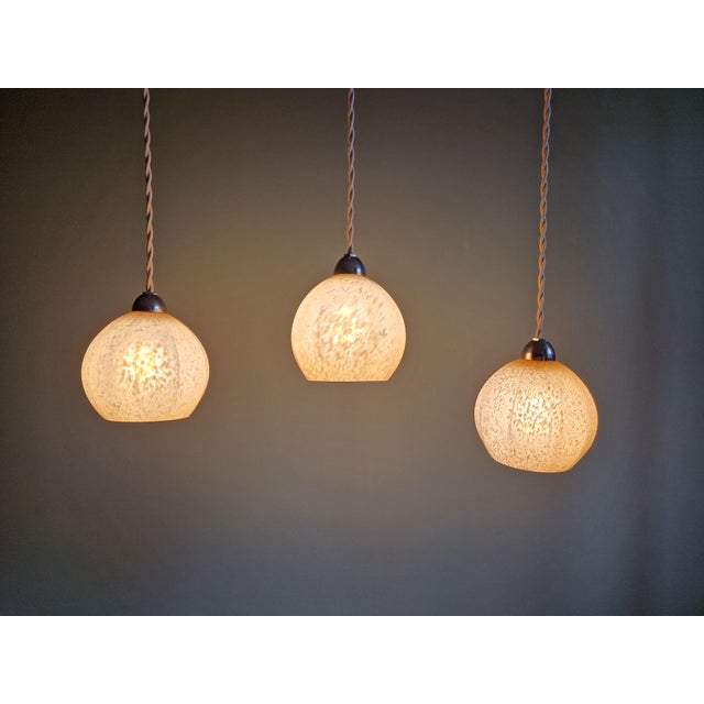 Art Deco Pendant Light in Pink Speckled Glass, 1920s For Sale - Image 3 of 16