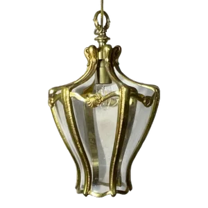 Vintage French Bronze Lantern Pendant Light
