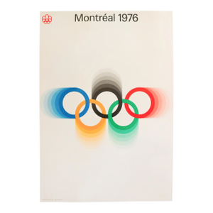 1976 Montreal Olympics Logo Poster - Coloured Rings (Large Size)