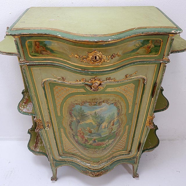 Venetian Baroque Curved Cabinet with Pastoral Scene, 1900 For Sale - Image 10 of 16