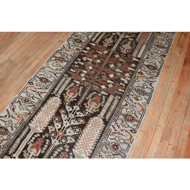 Early 20th Century Zabihi Collection Brown Persian Kurd Bakhtiari Runner - 3'3" x 13'7" For Sale In New York - Image 6 of 10