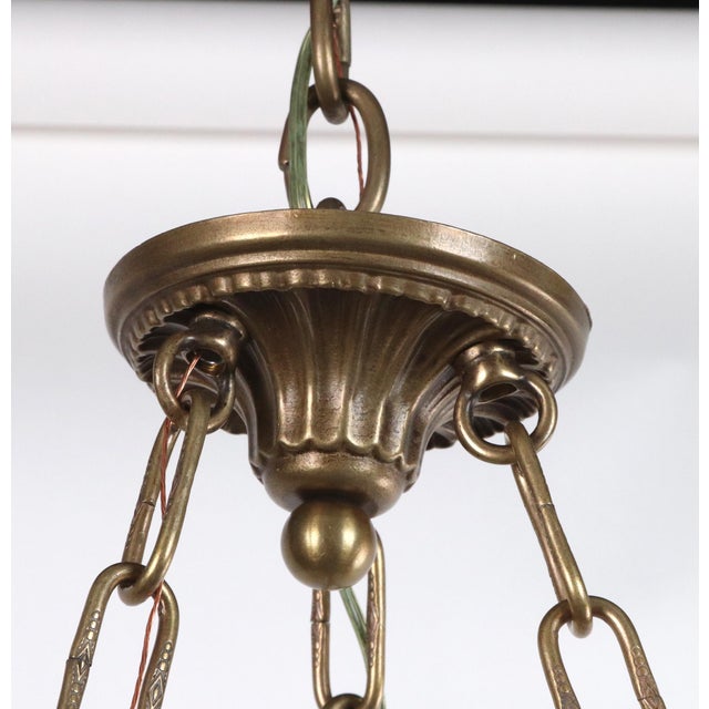 Early 20th Century The Plaza Hotel Bronze Glass Bell Jar Ceiling Light For Sale - Image 10 of 12