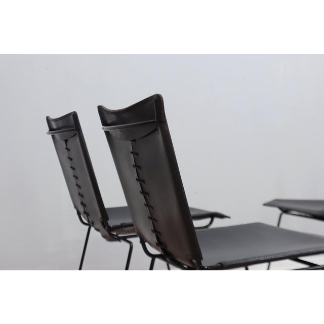 Leather Stacking Chairs by Toyoda Hiroyuki for ICF, 1980s, Set of 4 For Sale - Image 6 of 17