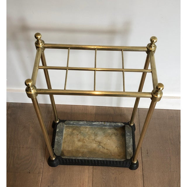 Metal Rectangular Umbrella Stand in Brass and Cast Iron. French Work. Circa 1900 For Sale - Image 7 of 12