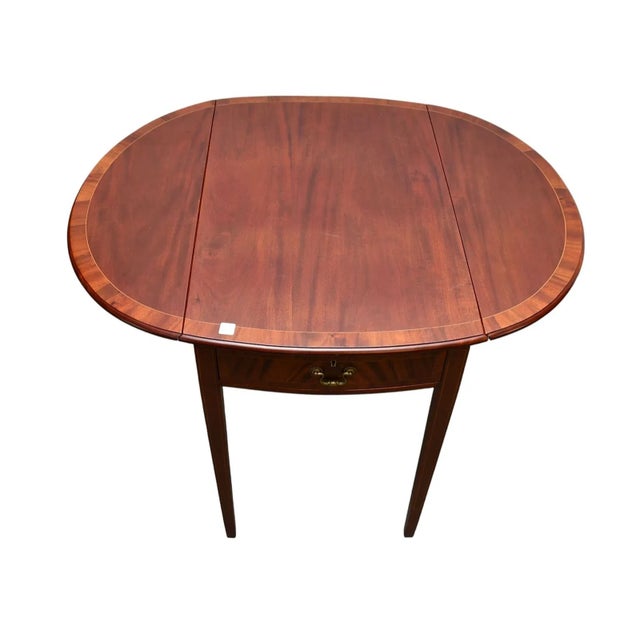 1950s Ladies Mahogany Metamorphic Leather Top Writing Desk, Drop Leaf Table For Sale - Image 11 of 13