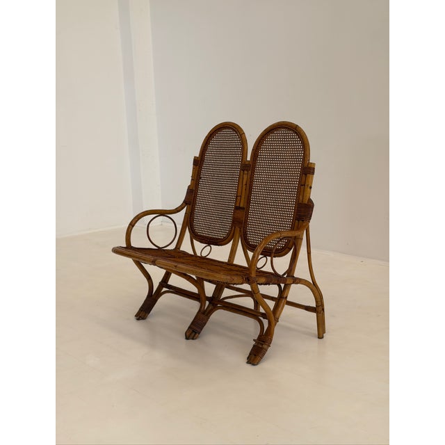 Two-Seater Sofa in Rattan with Vienna Straw Backrest, 1970s For Sale - Image 3 of 15