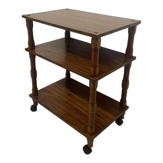 1970s Vintage Petite Three Tier Wooden Bookshelf. For Sale