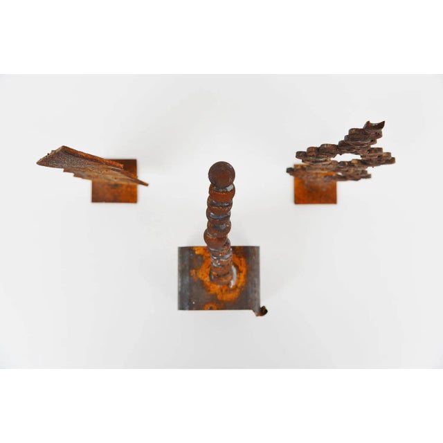 Very nice set of 3 iron sculptures designed by Theo Niermeijer (1940-2005) Amsterdam, 1970. This set of 3 geometrical...