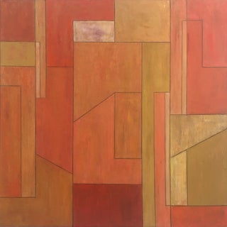 Geometric Abstract Oil Paintings Using Tints and Shades of Orange and Yellow by Stephen Cimini For Sale