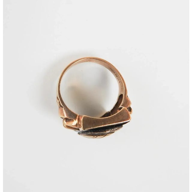 Metal Early 20th Century 10k Gold Onyx Profile Ring For Sale - Image 7 of 7