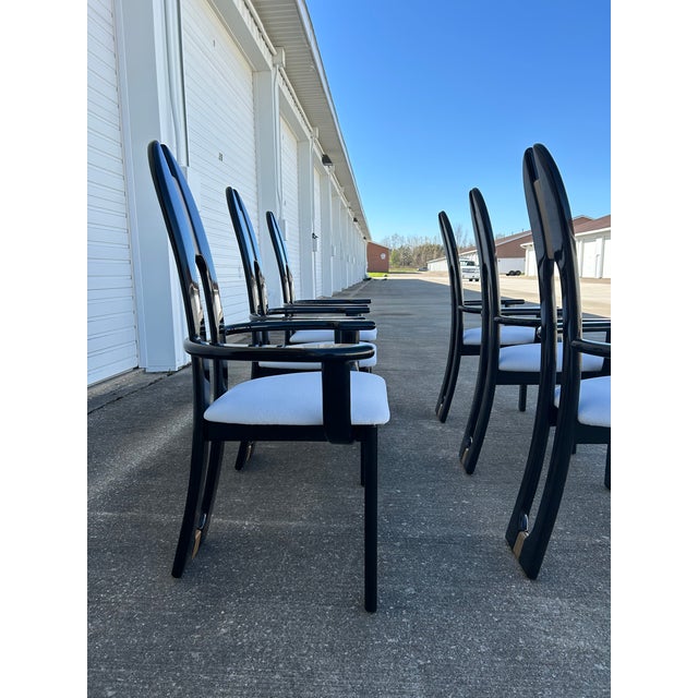 1980s Set of 6 Reupholstered Italian Avant Garde Dining Armchairs For Sale - Image 9 of 11