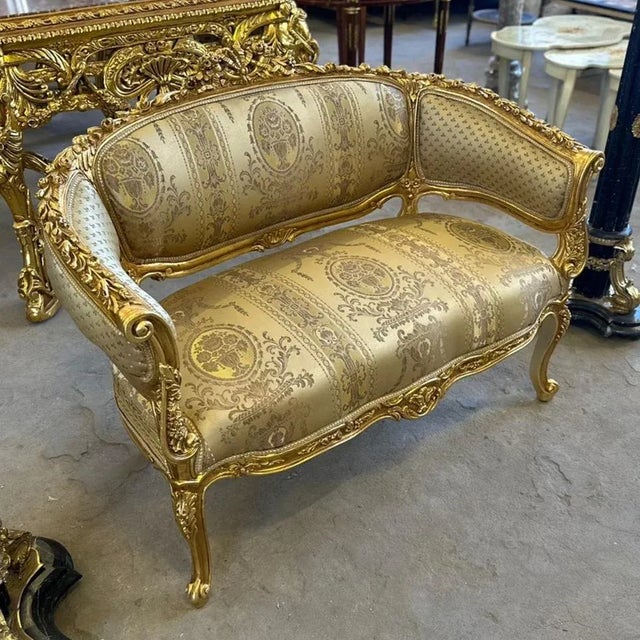 French French Gold Settee Bench For Sale - Image 3 of 4