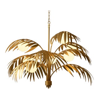 Steel Palm Chandelier in Gold by Oggetti For Sale