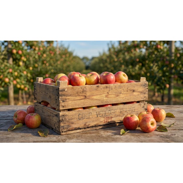 Contemporary Vintage Dutch Wooden Fruit Basket, 1970s For Sale - Image 3 of 11
