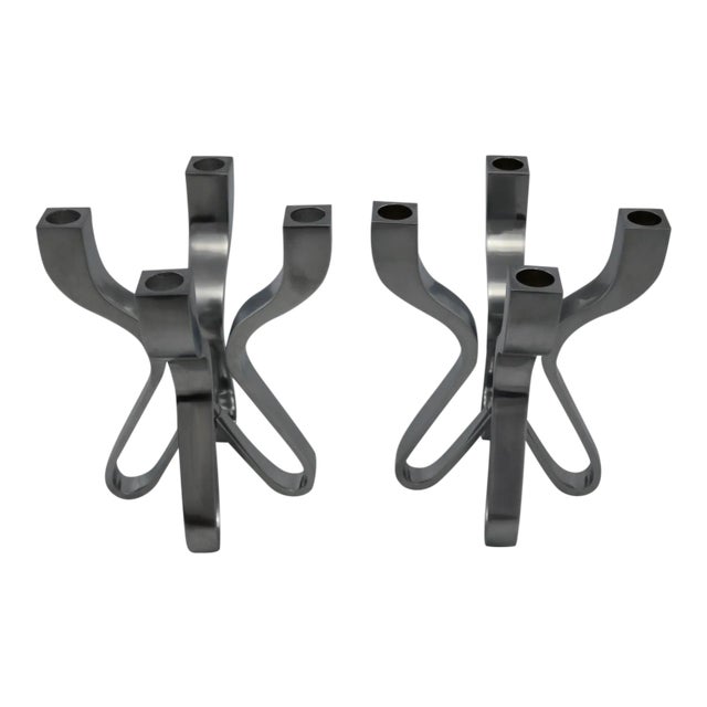 Pair Chorus Candelabra by Karim Rashid for Umbra Die-Cast Zinc For Sale