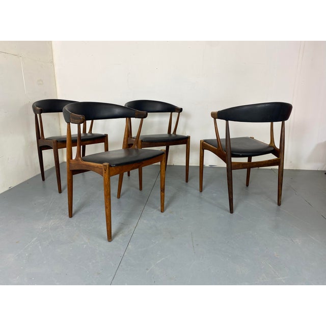Wood Vintage Rosewood and Skai Chairs by Johannes Andersen for Broderna Andersen, 1960s, Set of 4 For Sale - Image 7 of 9