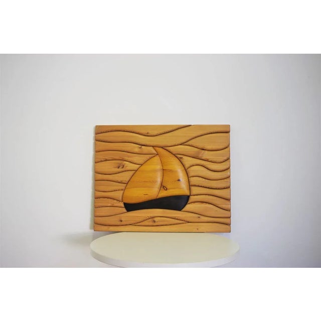 Black Vintage Carved Pinewood Panel For Sale - Image 8 of 10