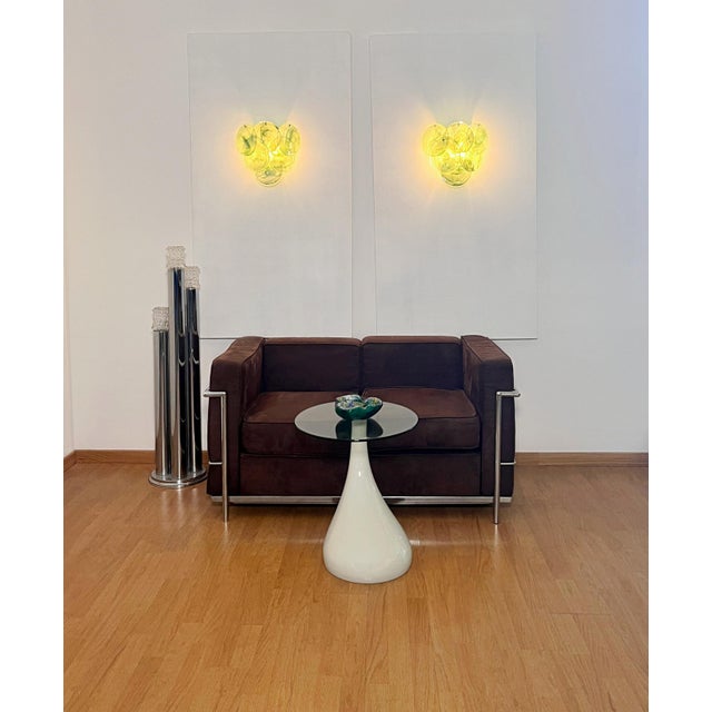 1990s Alabaster Green Glass Discs Wall Sconces, 1990s, Set of 2 For Sale - Image 5 of 18