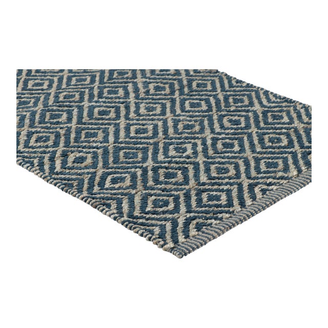 Part & Parcel Goods Textured Diamond Runner, 2’6”x8', Sky Blue and Sapphire For Sale
