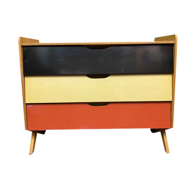 Mid-Century German Red, Yellow and Black Formica Shoe Cabinet, 1950s For Sale