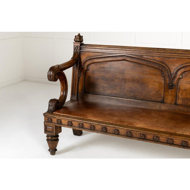 19th Century English Oak Gothic Bench For Sale - Image 5 of 11