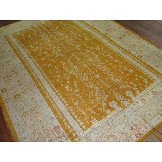 Yellow 19th Century Angora Wool Oushak Rug For Sale - Image 8 of 18