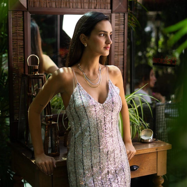 Trio Glow Layered Italian Chain Necklace For Sale - Image 4 of 7