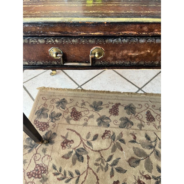 Vintage Maitland-Smith Leather Topped Writing Desk For Sale - Image 9 of 10