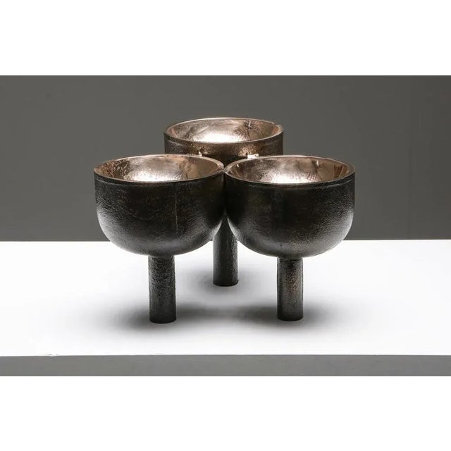 Bronze triple tray by arno declercq materials: pink bronze measures: w30 x d 28 x h 19 cm arno declercq belgian designer...