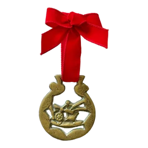 Vintage Equestrian English Horse Brass Holiday Christmas Ornament Plough