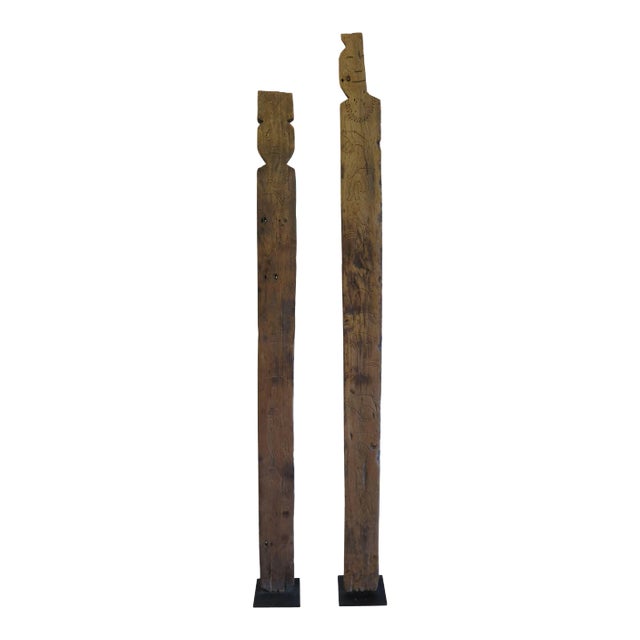 Burmese Tribal Markers Wooden Sculpture For Sale