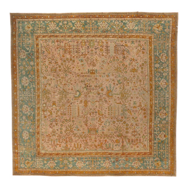 Zabihi Collection Oversize Square Turkish Oushak Rug For Sale