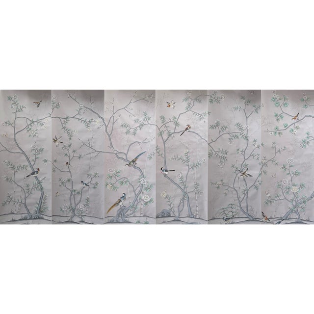 If you love the look of De Gournay wallpaper but not the price, this is for you. Light Gray Chinoiserie Bamboo Bird &...