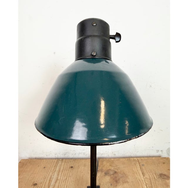Vintage German Bauhaus Petrol Enamel Table Lamp from Schaco, 1930s For Sale - Image 12 of 18