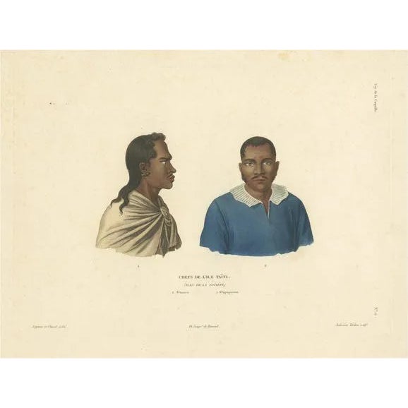 Duperrey, Illustration of Otouré and Oupaparou, Heads of the Island of Tahiti, Print For Sale