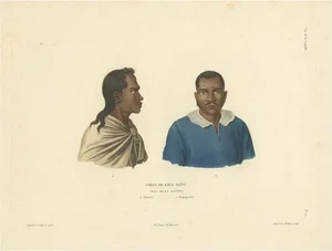 Duperrey, Illustration of Otouré and Oupaparou, Heads of the Island of Tahiti, Print