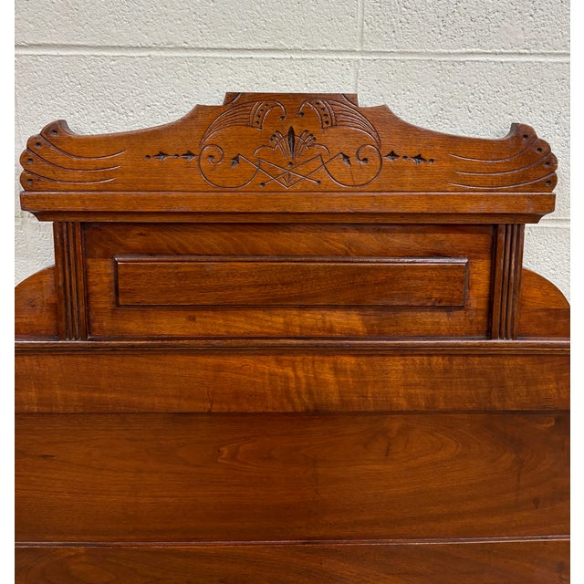 Vintage Twin Size Victorian Eastlake Carved Headboard and Footboard For Sale - Image 4 of 15