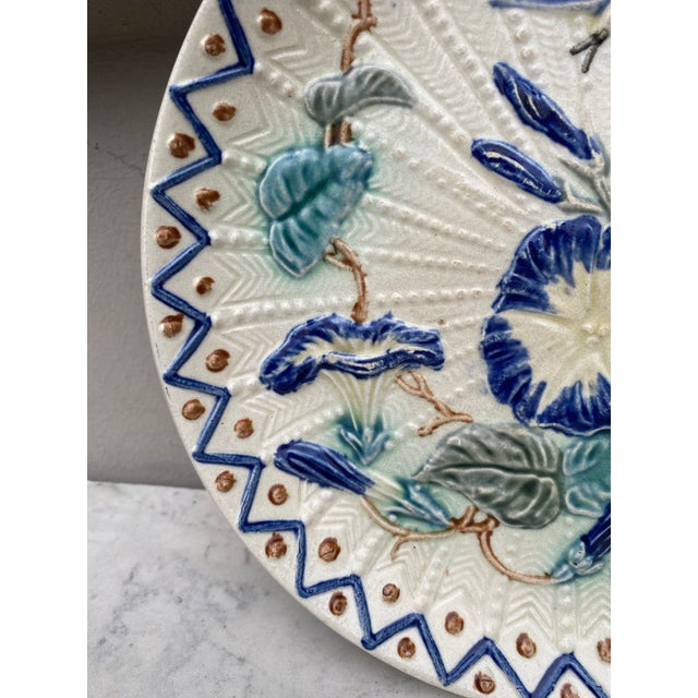 Large Majolica morning glory plate wasmuel, circa 1890.