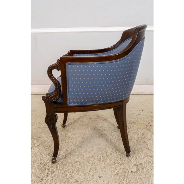 Pair Vintage Regency Style Dolphin Carved Armchairs For Sale - Image 4 of 14