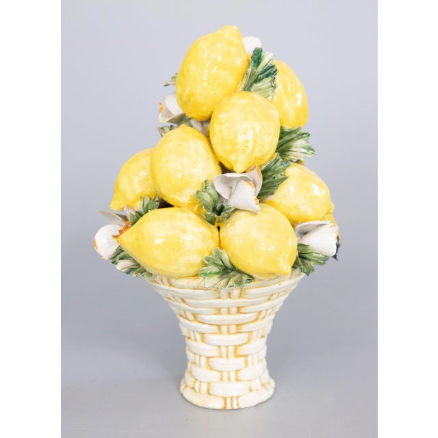 A stunning Mid Century Italian majolica lemons topiary centerpiece. Brighten up your kitchen or dining room with this...
