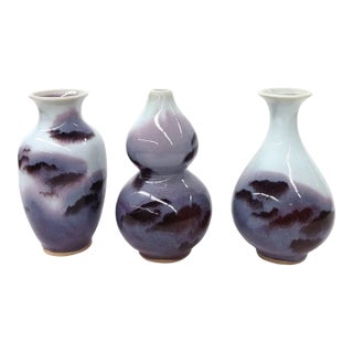 Chinese Jun Style Fine Porcelain Vases - Set of 3 For Sale