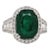 5.6ct Emerald W Earth Mined Diamonds in Solid 14k White Gold Cushion Cut Ring Size 7 For Sale