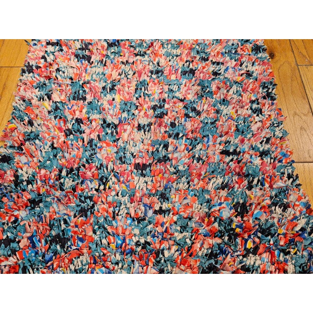 Sky Blue Vintage Moroccan Boucherouite Shag Runner, Handwoven Wool & Cotton, 3' X 9' For Sale - Image 8 of 13
